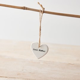 Porcelain 'Soul Sister' Hanging Heart Decoration Porcelain 'Soul Sister' Hanging Heart Decoration