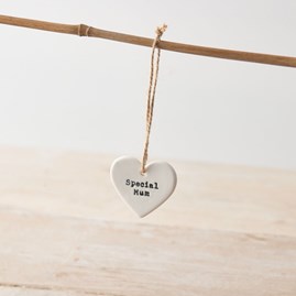 Porcelain 'Special Mum' Hanging Heart Decoration Porcelain 'Special Mum' Hanging Heart Decoration