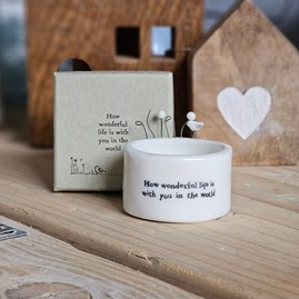 Porcelain Tea Light Holder 'Wonderful Life' Home Decorations Homeware Gifts Sentiment Keepsake Gifts Porcelain Gifts Tea Light Holder
