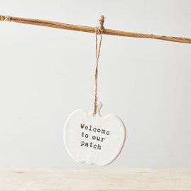 Porcelain 'Welcome To Our Patch' Hanging Decoration Halloween Gifts Home Decorations Ceramic Ornaments Novelty Signs