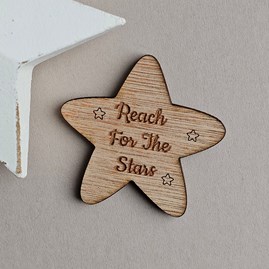 'Reach For The Stars' Pocket Token Wooden Sentiment Token Wooden Keepsake Gift Sentiment Gifts Pocket Token Gift