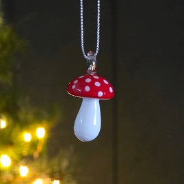 Christmas Decorations Festive Gifts Hanging Glass Ornaments Red and White Glass Mushroom