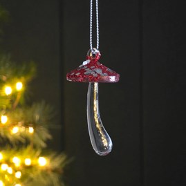 Christmas Decorations Festive Gifts Hanging Glass Ornaments Red Glitter Glass Mushroom