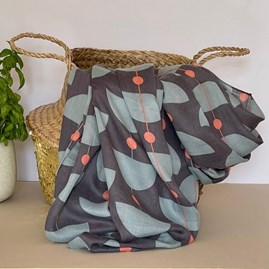 Gifts For Women Scarves And Accessories Retro Shapes Scarf in Grey With Blue And Coral
