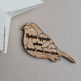'Robins Appear When Loved Ones Are Near' Pocket Token Wooden Sentiment Token Wooden Keepsake Gift Sentiment Gifts Pocket Token Gift