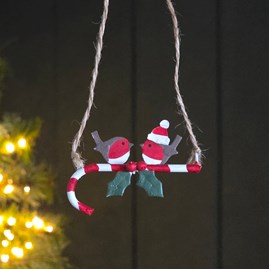 Festive Decorations Quirky Novelty Christmas Tree Decoration Metal Hanging Robin Bauble