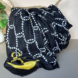 Rope & Anchor Print Scarf in Black