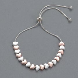 Rose Gold and Silver Plated Heart Slider Bracelet Rose Gold and Silver Plated Heart Slider Bracelet