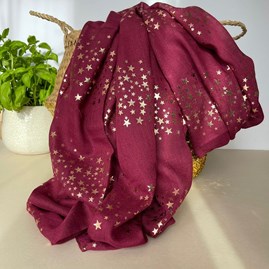 Rose Gold Galaxy Stars Scarf in Burgundy