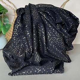 Rose Gold Metallic Dot Scarf in Black