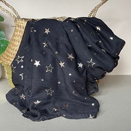 Rose Gold Sketch Stars Scarf in Black Gifts For Women Scarves And Accessories Rose Gold Sketch Stars Scarf in Black