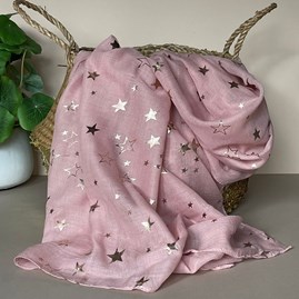 Gifts For Women Scarves And Accessories Rose Gold Sketch Stars Scarf in Pink
