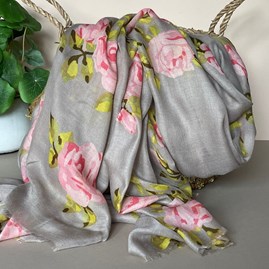 Rose Print Scarf in Beige Gifts For Women Scarves And Accessories Rose Print Scarf in Beige Bold Elegant Print