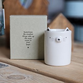 Round Porcelain Cat Pot Home Decorations Homeware Gifts Sentiment Keepsake Gifts Porcelain Gifts Round Cat Pot