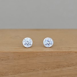 Round Stone Stud Earrings