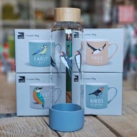 RSPB Glass Water Bottle 500ml - Swallows