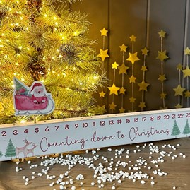 Santa 'Counting Down To Christmas' Advent Block Xmas Novelty Reusable Advent Countdown Calendar Wooden Santa Design