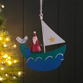 Festive Decorations Quirky Novelty Christmas Tree Decoration Metal Hanging Santa Bauble