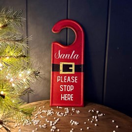 'Santa Please Stop Here' Metal Door Hanger