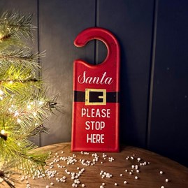 'Santa Please Stop Here' Metal Door Hanger 'Santa Please Stop Here' Metal Door Hanger