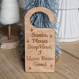 Wooden Christmas Decorations Festive Hanging Decorations Santa Stop Here Door Hanger