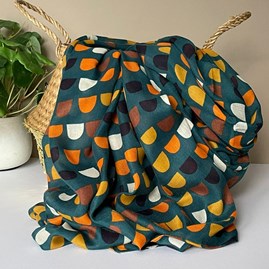 Scallops Print Scarf in Dusky Denim Blue Gifts For Women Scarves And Accessories Scallops Print Scarf in Dusky Denim Blue Super Soft