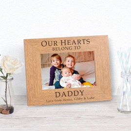 Gifts For Men Daddy Gifts For Dad Homeware Gifts Wooden Photo Frames 'Our Hearts Belong To Daddy