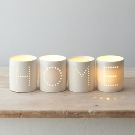 Set of 4 'HOME' Dot Tealight Holders