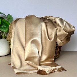 Silky Beige and Gold Border Reversible Scarf Clothing Accessory Gifts Warm Winter Scarves Silky Scarves Reversible Scarves Wraps And Shawls