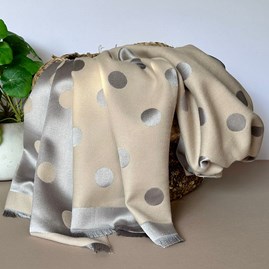 Silky Beige and Silver Spot Reversible Scarf Clothing Accessory Gifts Warm Winter Scarves Silky Scarves Reversible Scarves Wraps And Shawls