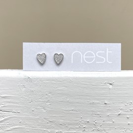 Silver and CZ Heart Stud Earrings