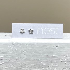 Silver and CZ Star Stud Earrings