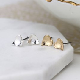 Silver and Gold Plated Heart Stud Earrings Set Silver and Gold Plated Heart Stud Earrings Set