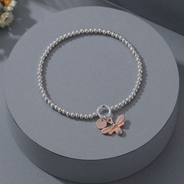 Bead Bracelet with Bee and Disc Charms
