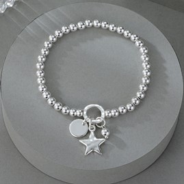 Bead And Star Bracelet with Disc and Ball Charms Bead And Star Bracelet with Disc and Ball Charms