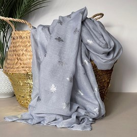 Silver Bee Print Scarf in Stone Grey