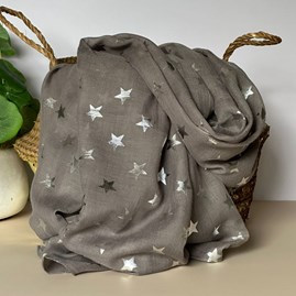 Silver Glitter Stars Scarf in Grey Gifts For Women Scarves And Accessories Silver Glitter Stars Scarf in Grey Soft And Elegant