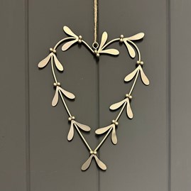 Silver Metal Mistletoe Heart Hanging Decoration Christmas Gifts Christmas Decorations Festive Homeware Metal Misteletoe Heart