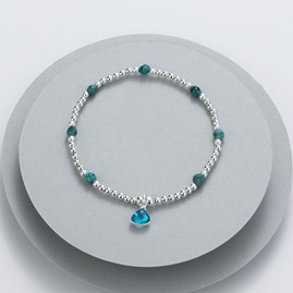 Silver Plated and Teal Bead Bracelet Clear Aqua Charm Silver Plated and Teal Bead Bracelet Clear Aqua Charm