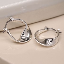 Silver Plated Wave Hoop Earrings Silver Plated Wave Hoop Earrings