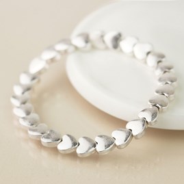 Silver Plated Costume Fashion Jewellery Silver Hearts Bracelet Mother's Day Valentine Gifts