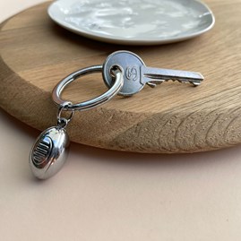 Silver Rugby Ball Keyring