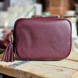 Single Zip Cross Body Bag with Tassel in Plum Gifts For Women Handbags And Accessory Gift Single Zip Cross Body Bag with Tassel in Plum