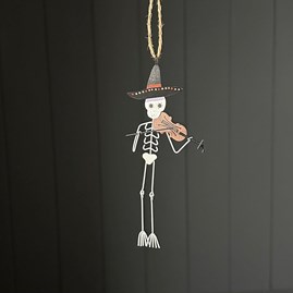 Skeleton Playing Violin Hanging Halloween Decoration Halloween Gifts Decorations Novelty Fun Quirky Gifts Metal Hanging Skeleton With Violin Shoeless Joe