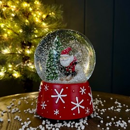 Skiing Santa Music Snow Globe Christmas Decoration Gisela Graham Christmas Table Decorations Festive Gifts Christmas Gifts Christmas Glass Snow Globes