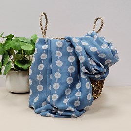 Small Circles Scarf in Denim Blue Contemporary Scarves Headscarves Spring Lightweight Mother's Day Gifts Birthday Gifts Circles Scarf