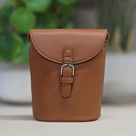Small Cross Body Bag in Brown Small Cross Body Handbag Bag For Phones Long Matching Strap Press Stud Fastening