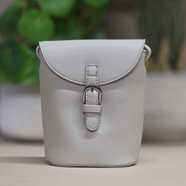 Small Cross Body Bag in Light Grey Small Cross Body Handbag Bag For Phones Long Matching Strap Press Stud Fastening
