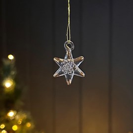 Small Glass 6 Point Star Hanging Christmas Decoration