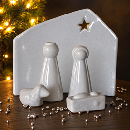 Small White Nativity Scene Christmas Decoration